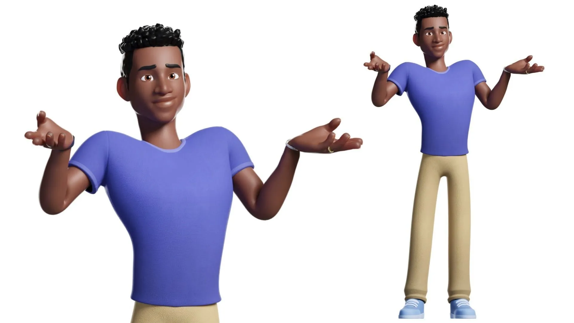 Customizable Black Man Character 3D character model showcase